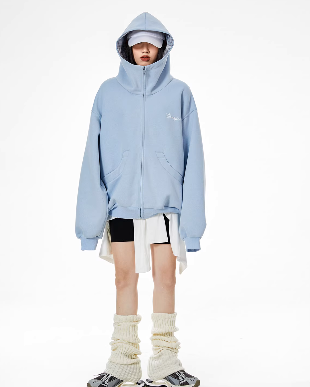 Retro Plaid Stitched Zip Hoodie ICM0069