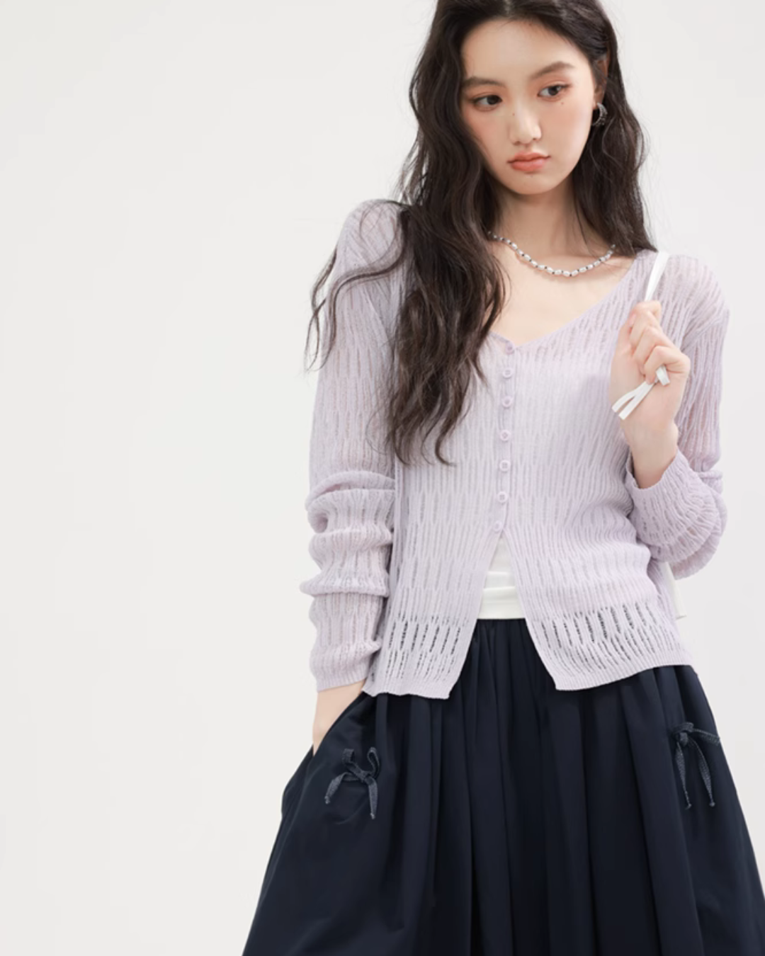 V-neck summer knit cardigan CHS0004