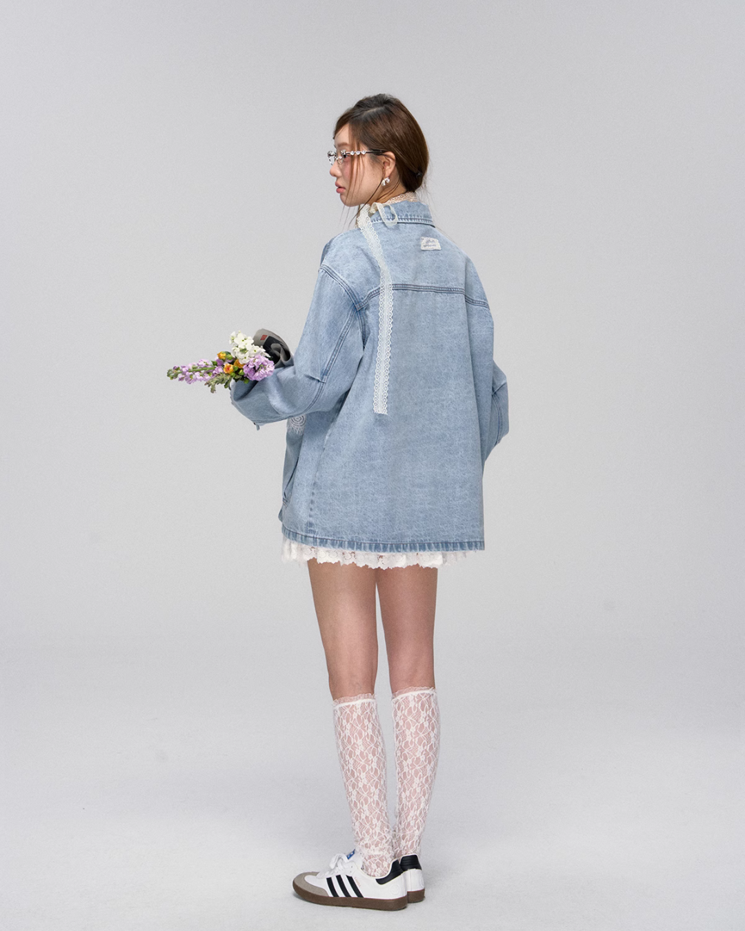 Lace Pocket Denim Jacket / Cropped Lace Camisole ASG0029