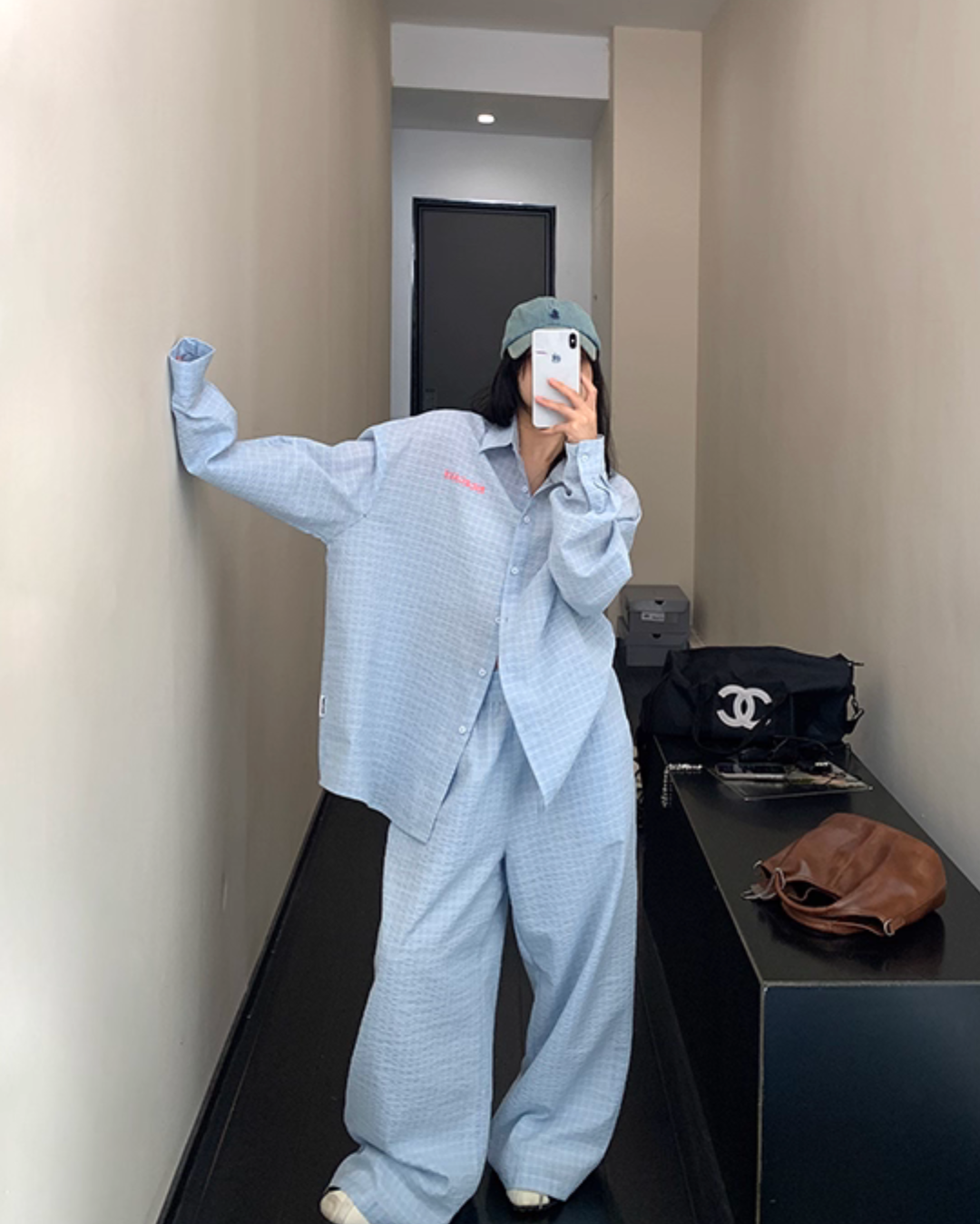 Plaid Long Sleeve Shirt / Loose Pants YLS0916