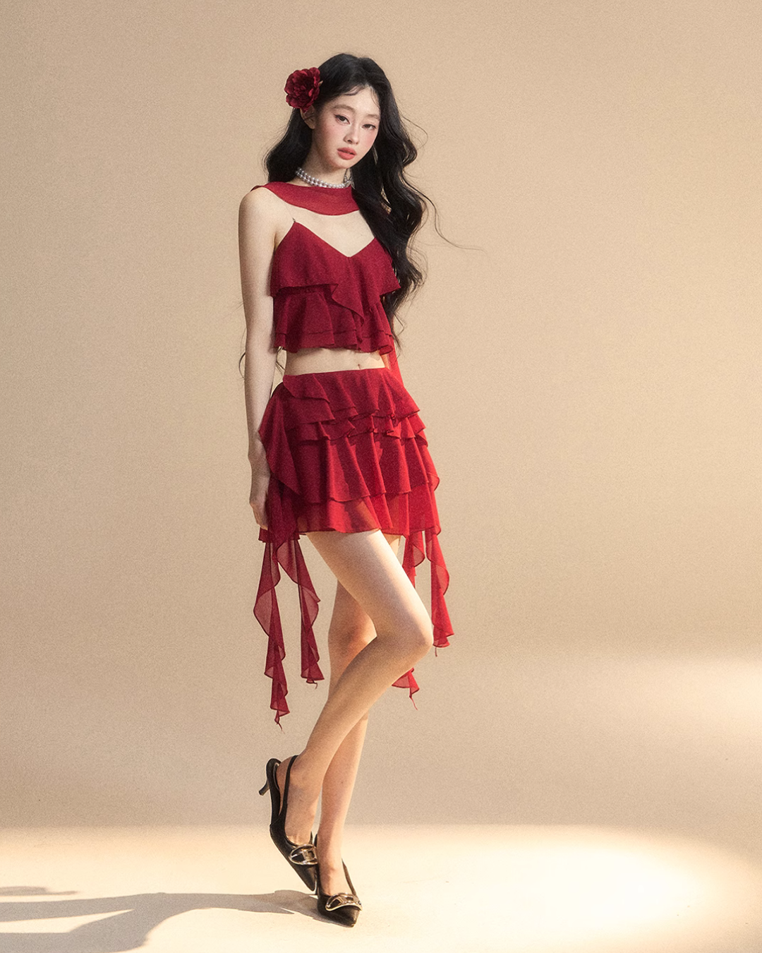 Chiffon Ruffle Tops / Chiffon Skirts LAS0019
