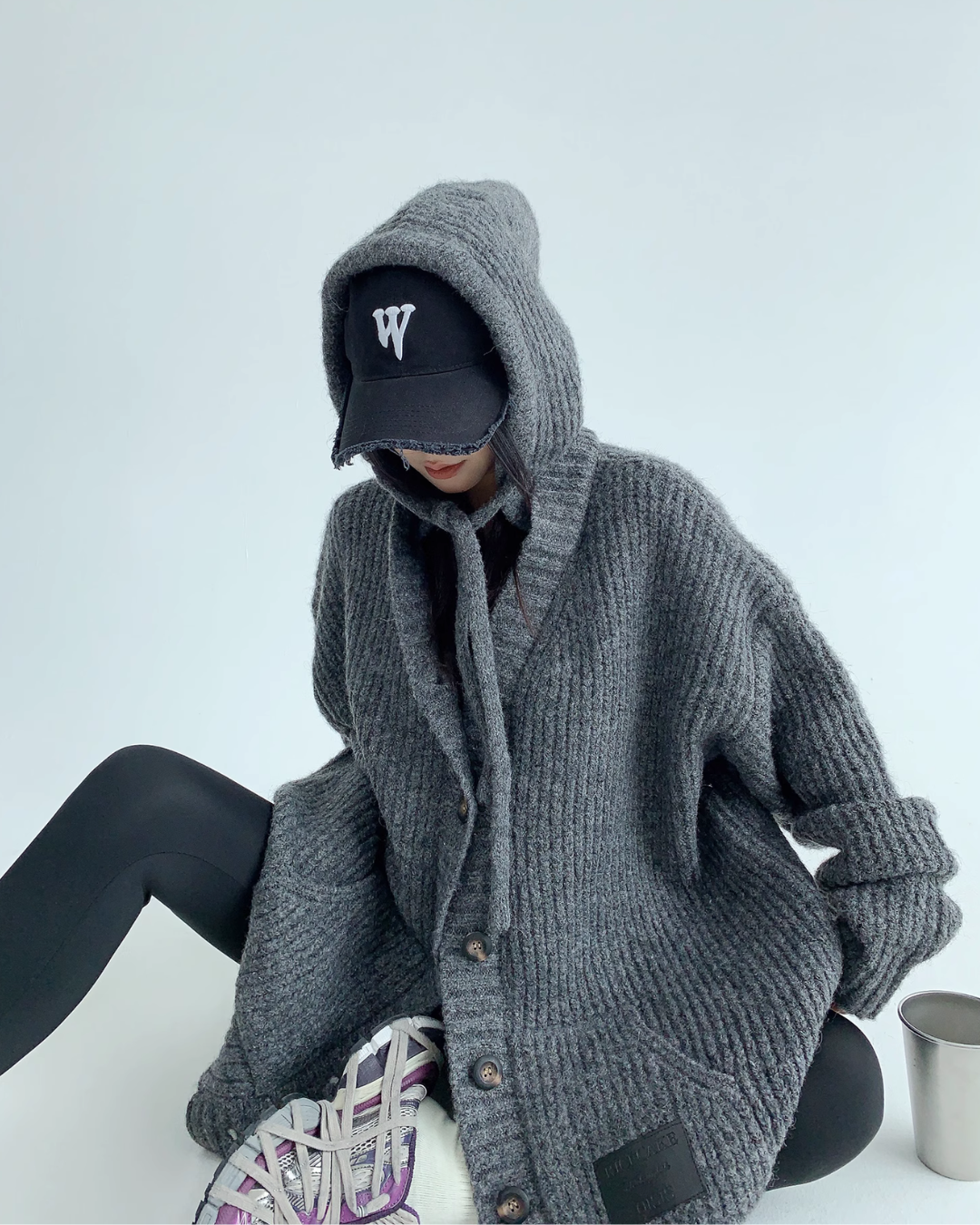 Hooded Knit Cardigan YLS0488