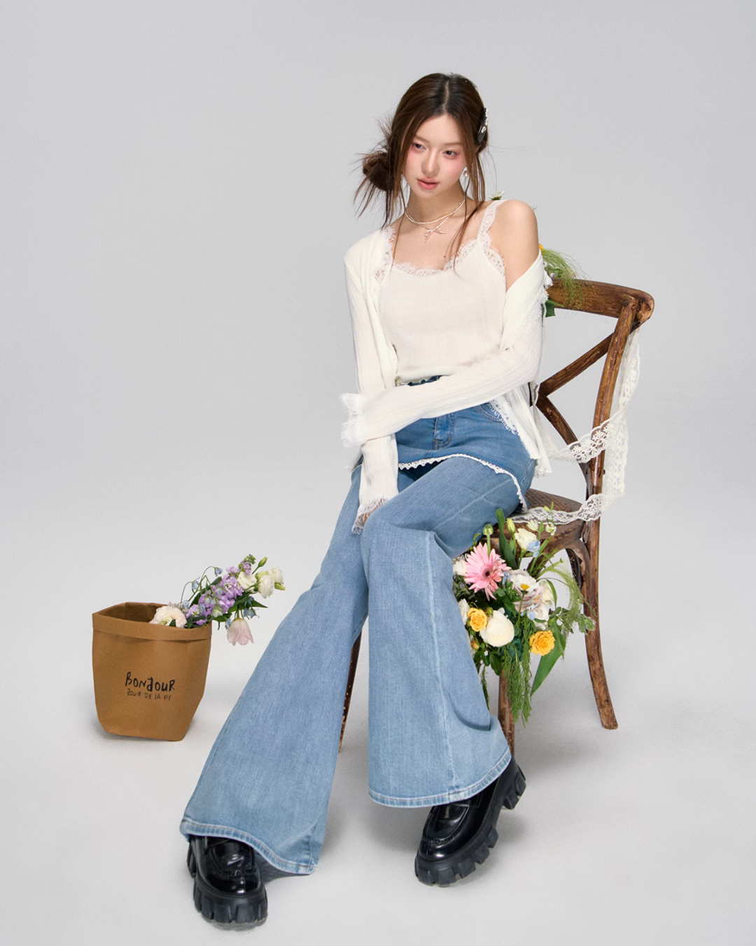 Lace Knit Cardigan / Lace Camisole ASG0031