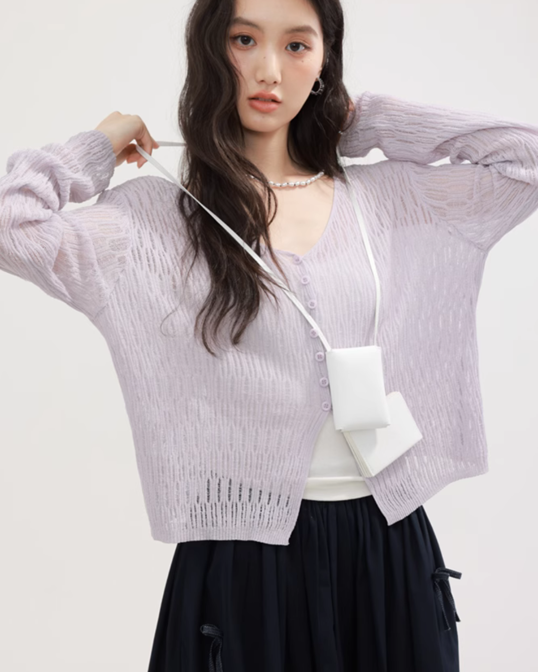 V-neck summer knit cardigan CHS0004