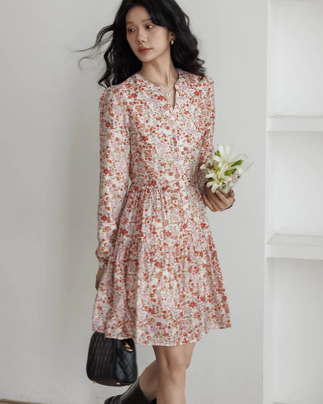 V-Neck Floral Dress VAS0193