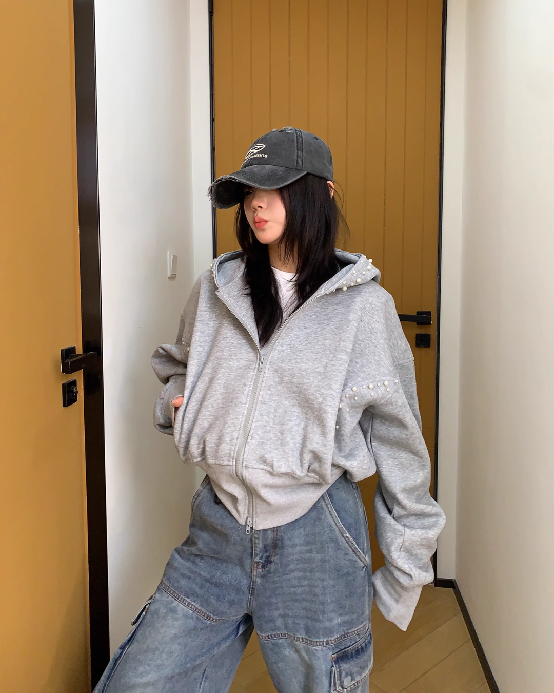 Pearl Cropped Hood Jacket YLS0832