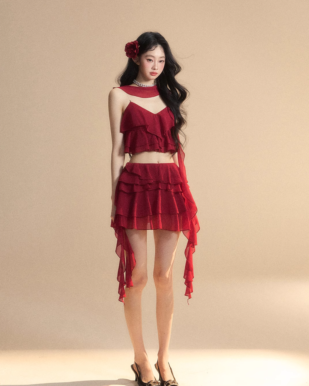 Chiffon Ruffle Tops / Chiffon Skirts LAS0019