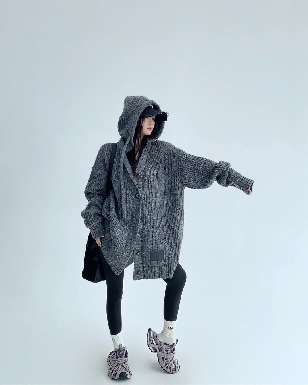 Hooded Knit Cardigan YLS0488