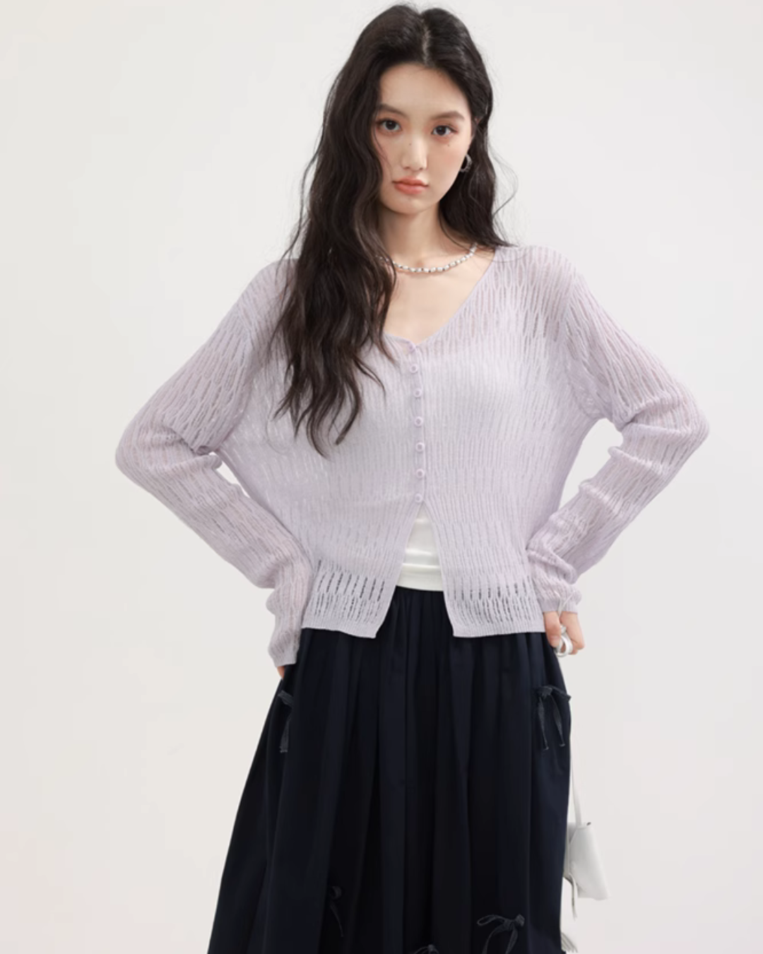V-neck summer knit cardigan CHS0004