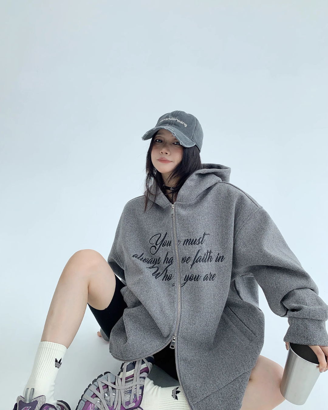 Double Zipper Logo Hoodie YLS0350