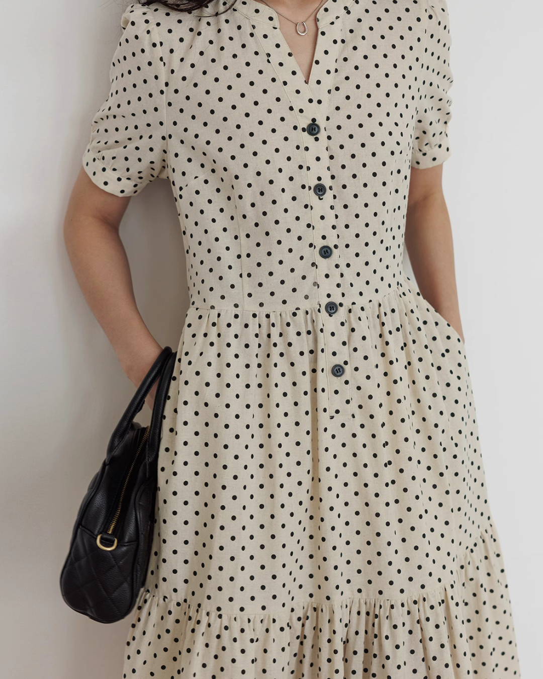 Dot Sheer Puff Sleeve Dress VAS0025