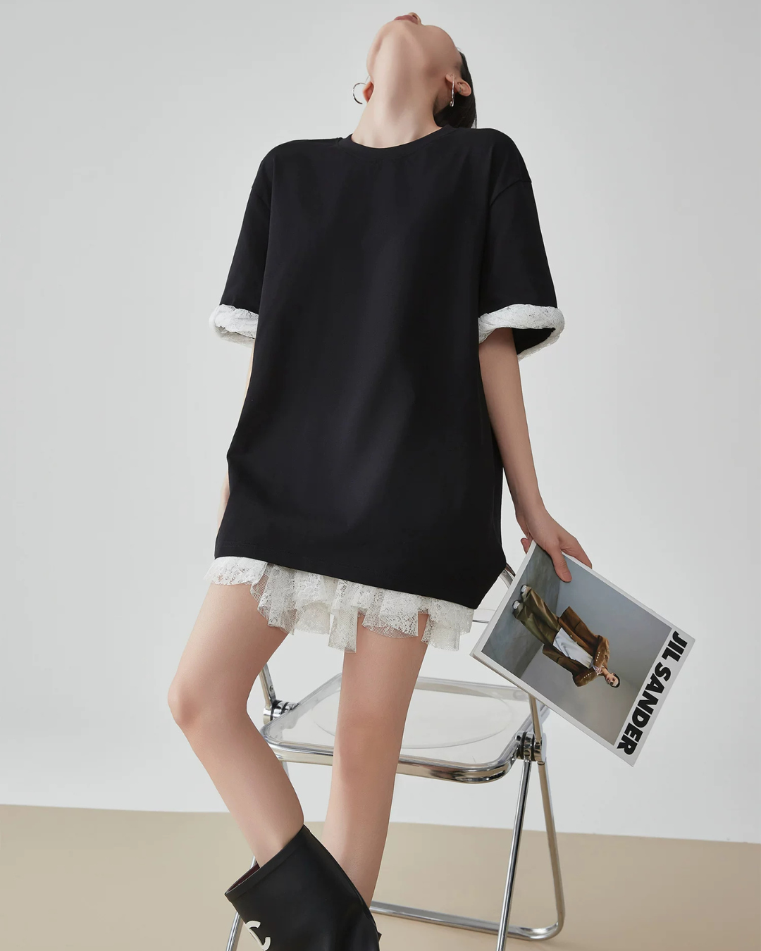Sleeve Frill Color-Block Pullover FER0160