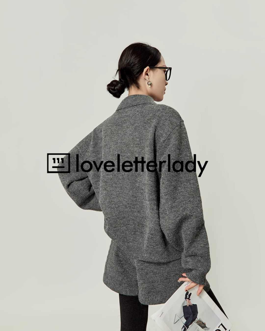 Gray Long Sleeve Knit & Shorts LLA0398