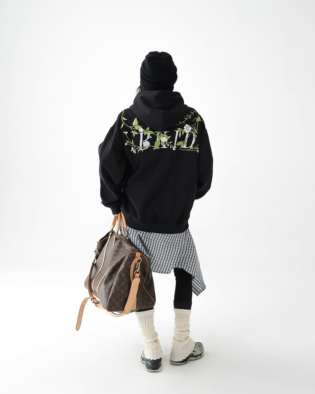 Flower Embroidery Loose Sweat Hoodie ACS0266