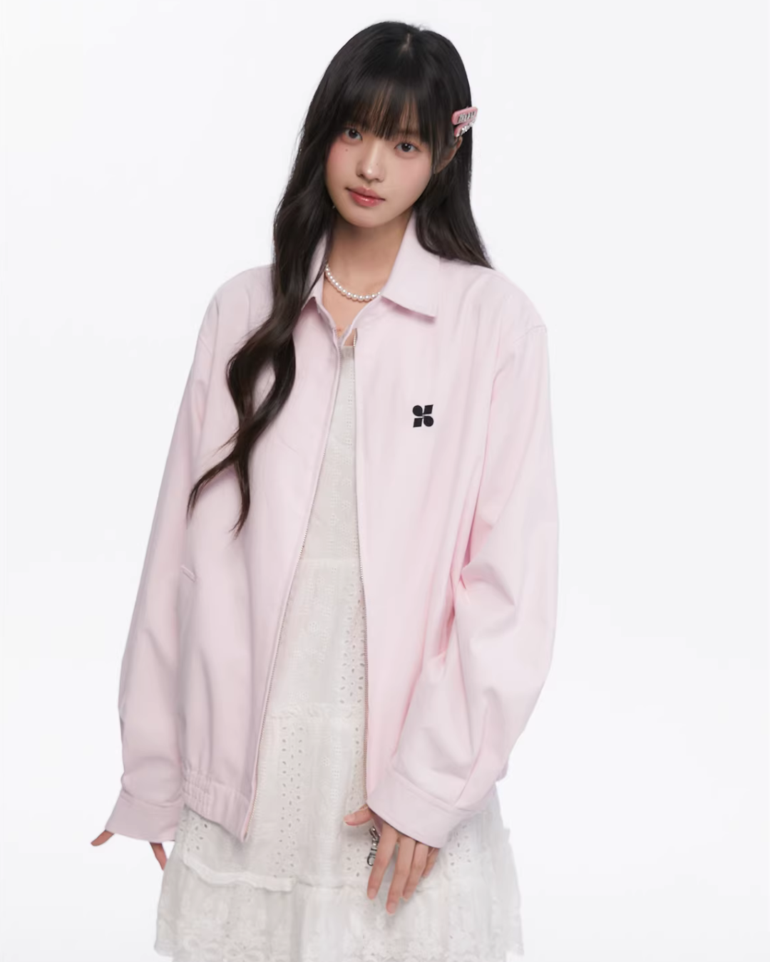 Pink Casual Polo Collar Jacket KIP0001