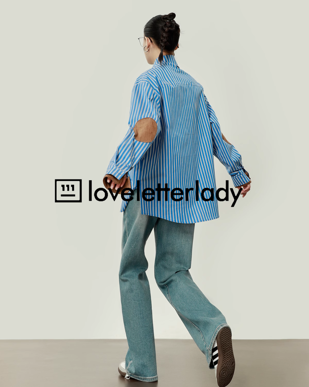 Blue Striped Patchwork Shirt LLA0415