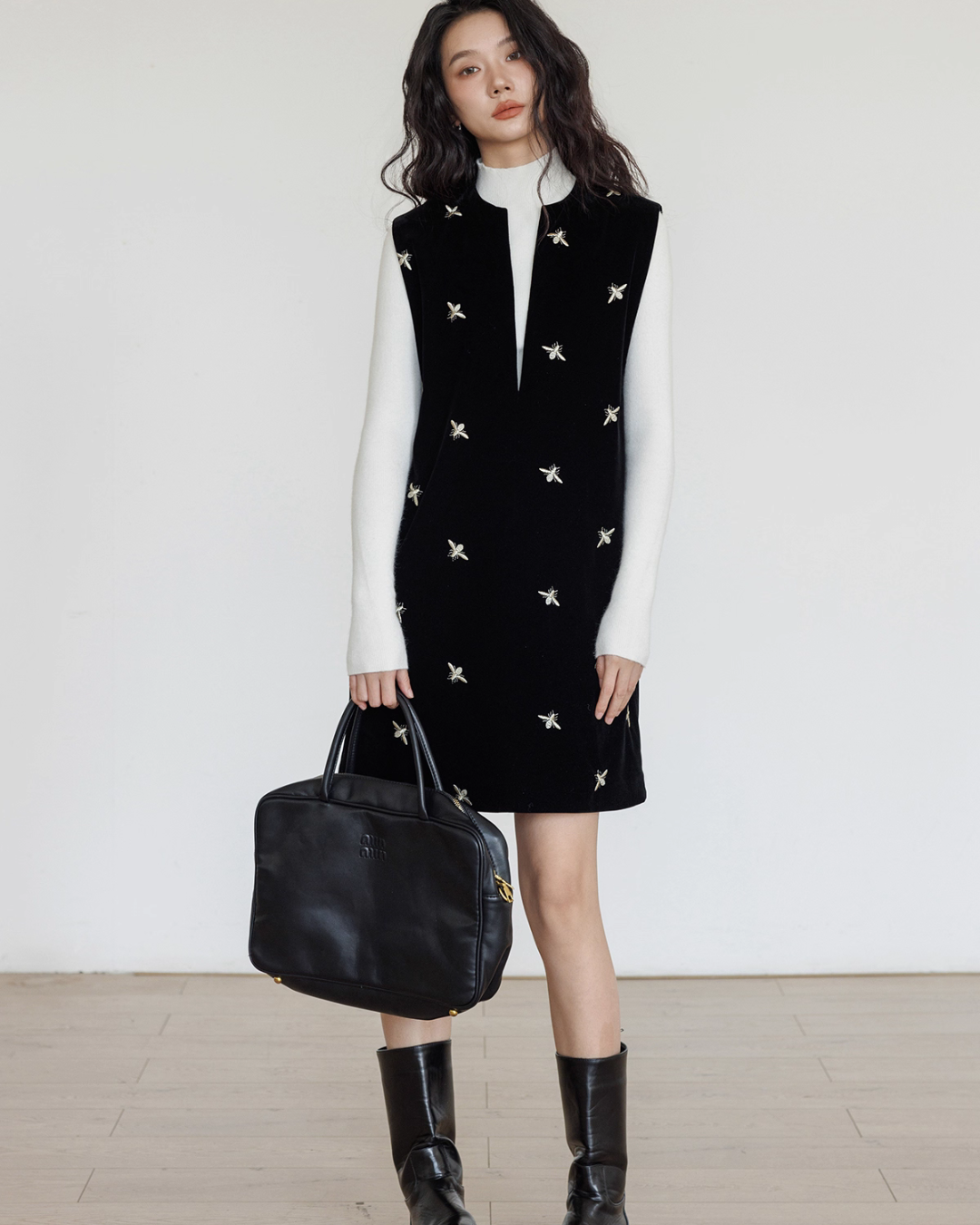 V-Neck Embroidered Vest Dress VAS0136