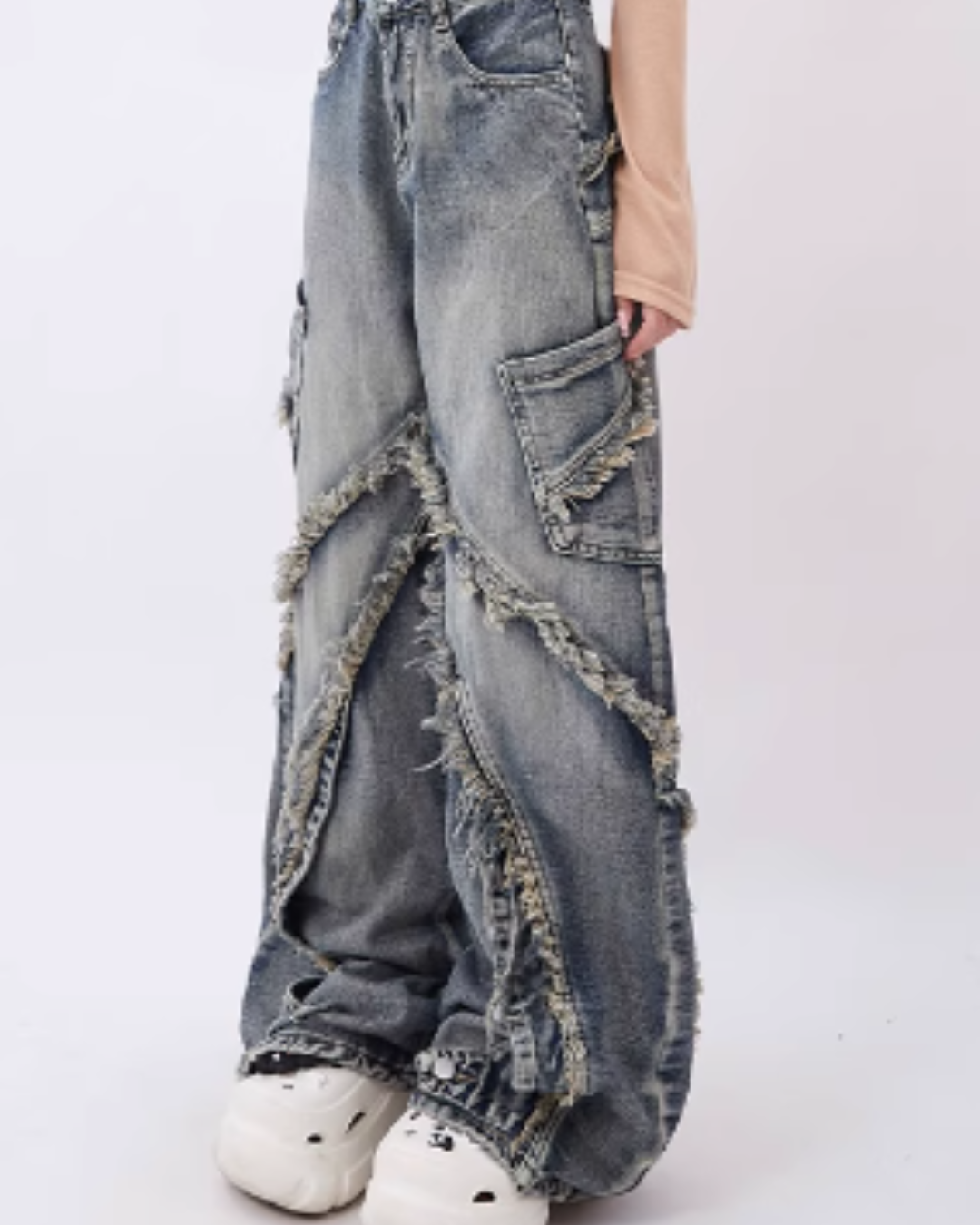 Fringed Cargo Denim Pants RHP0020