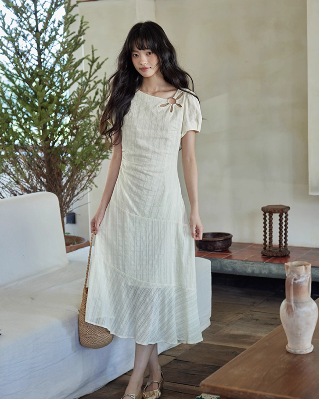 Cotton Apricot Long Dress SMS0026