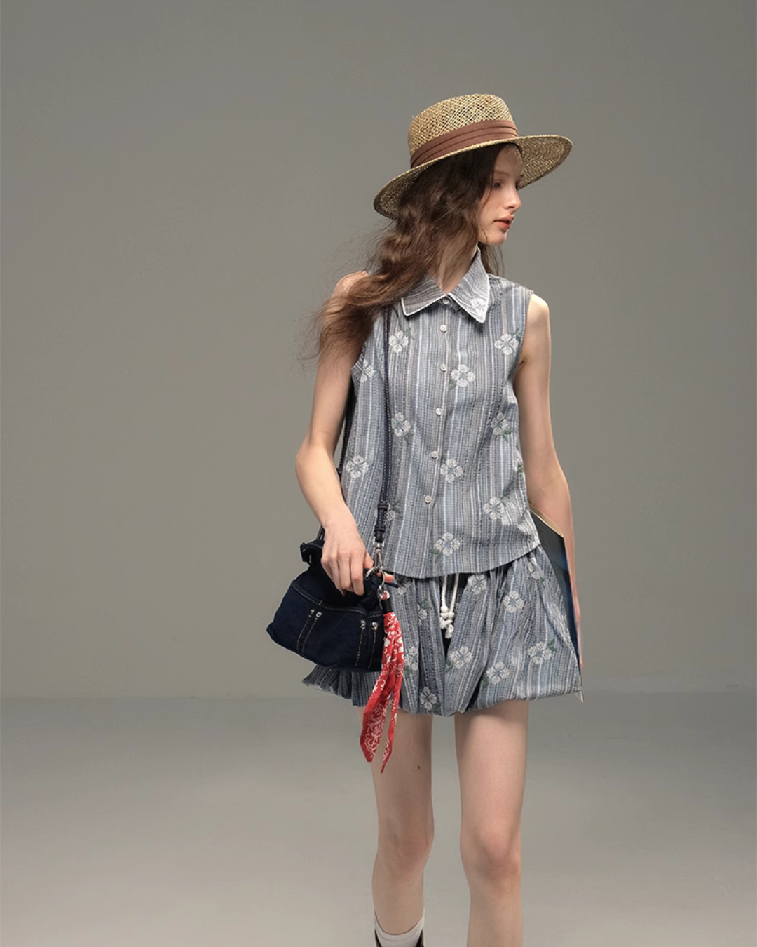 Flower Shirt Vest / Balloon Mini Pants USY0008