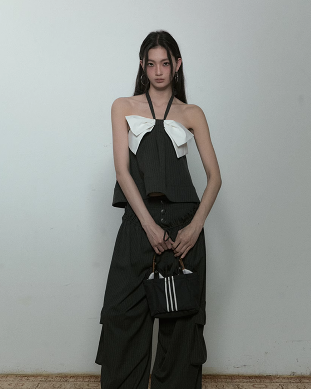 White Ribbon Halterneck Camisole PUC0019