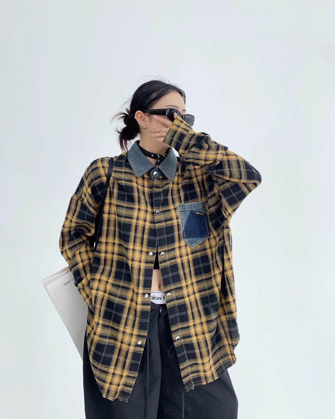 Retro Oversize Plaid Long Sleeved Shirt YLS0436