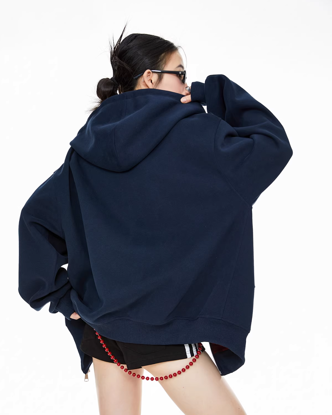 Oversized Drawstring Full Zip Hoodie ICM0073