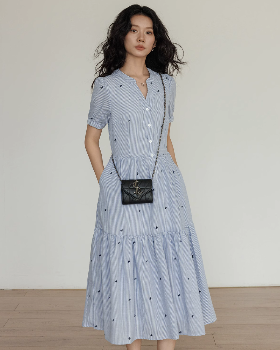 Ribbon Embroidered Sleeveless Long Dress VAS0094