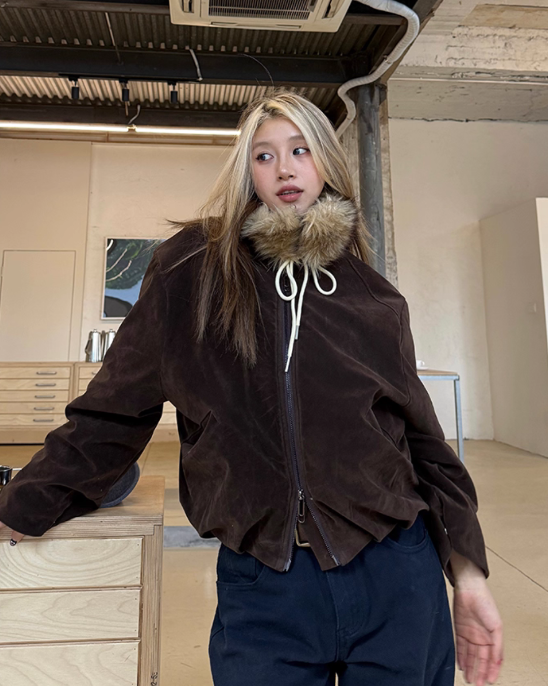 Fur Collar Suede Jacket CYE0032