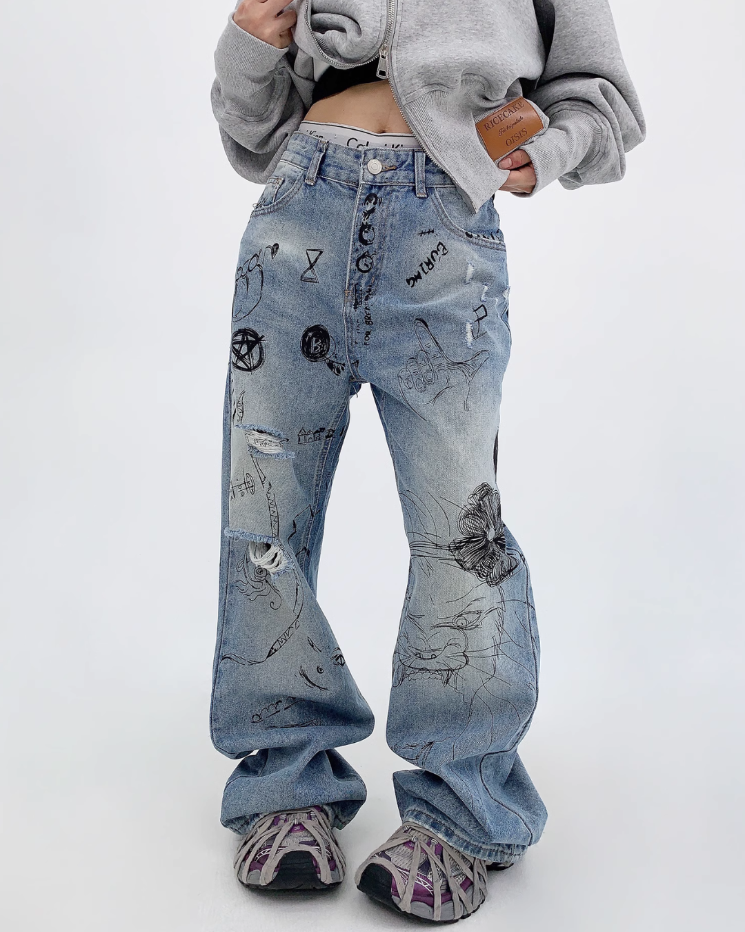 Graffiti Design Denim Pants YLS0521