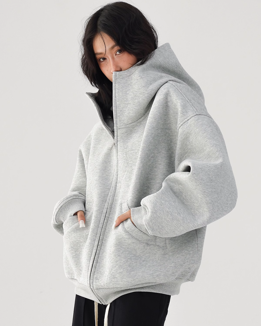 Volume Stand Neck Zip Hoodie ACS0175