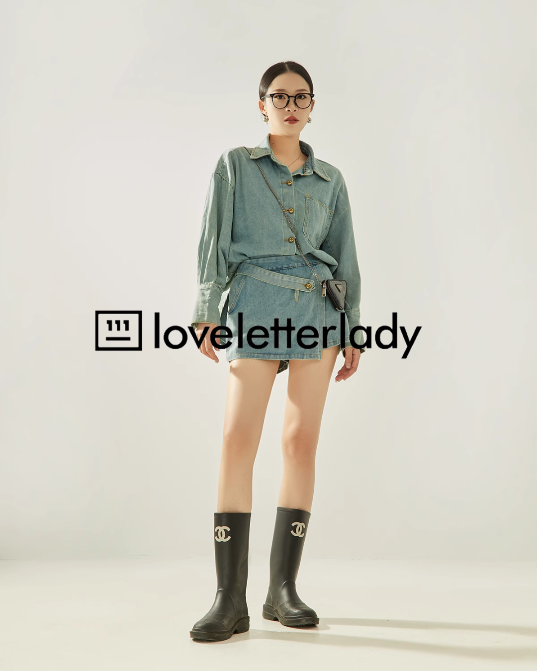 Denim Blue Loose Shirt / Mini Skirt LLA0313