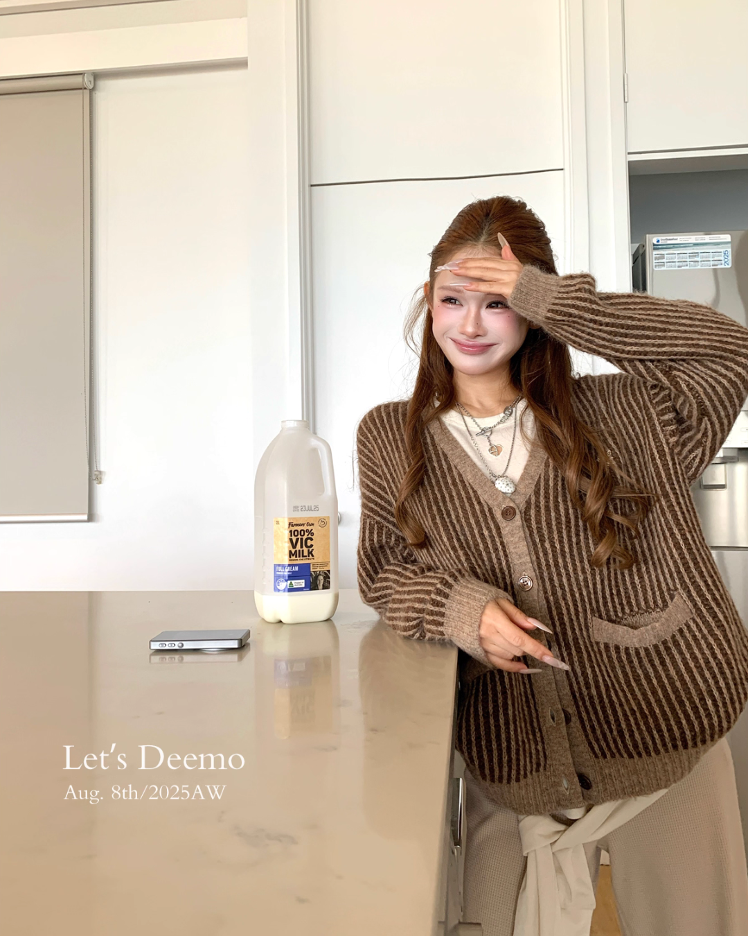 V-Neck Striped Cardigan DEM0017