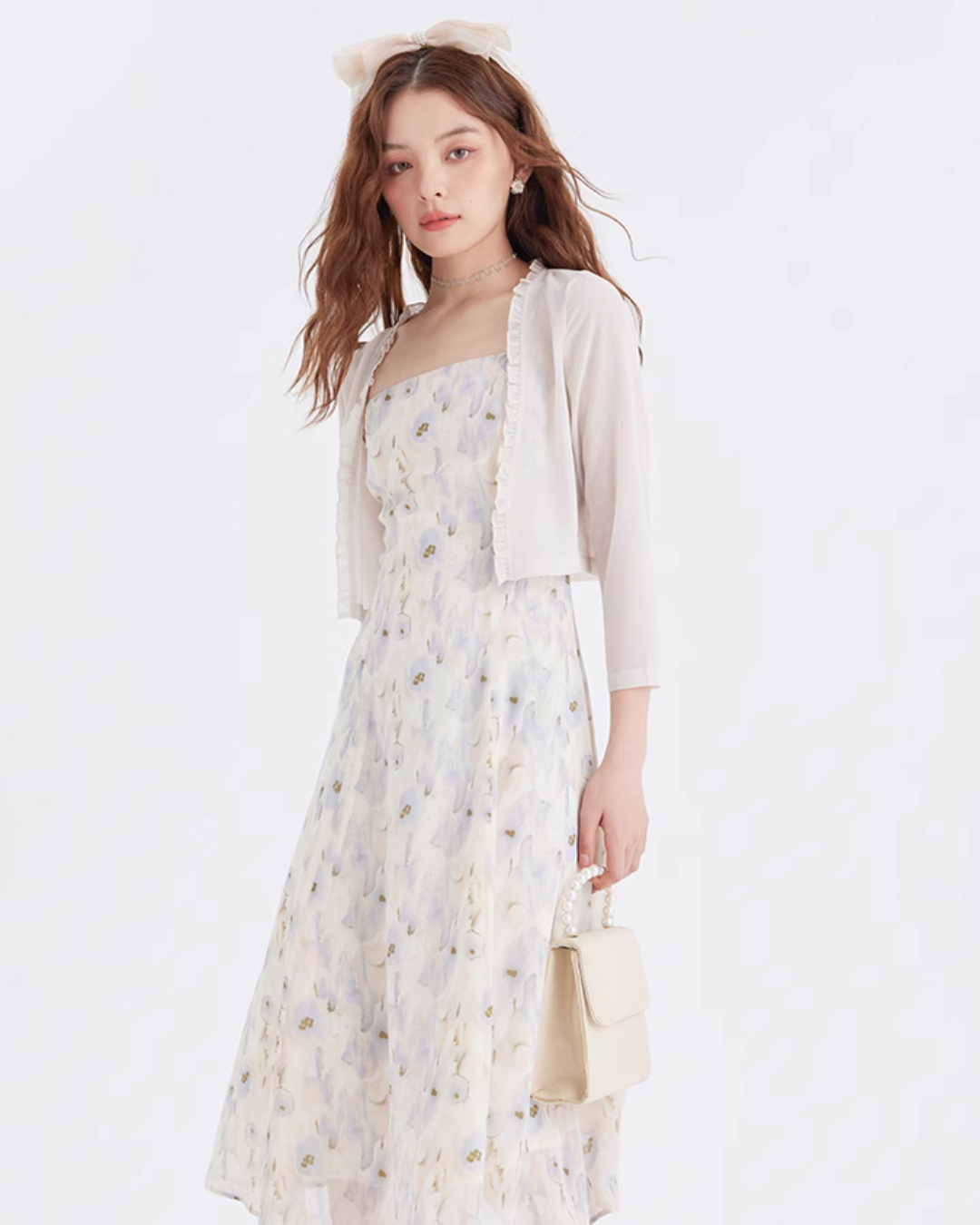 Sheer Floral Camisole Dress LSN0012