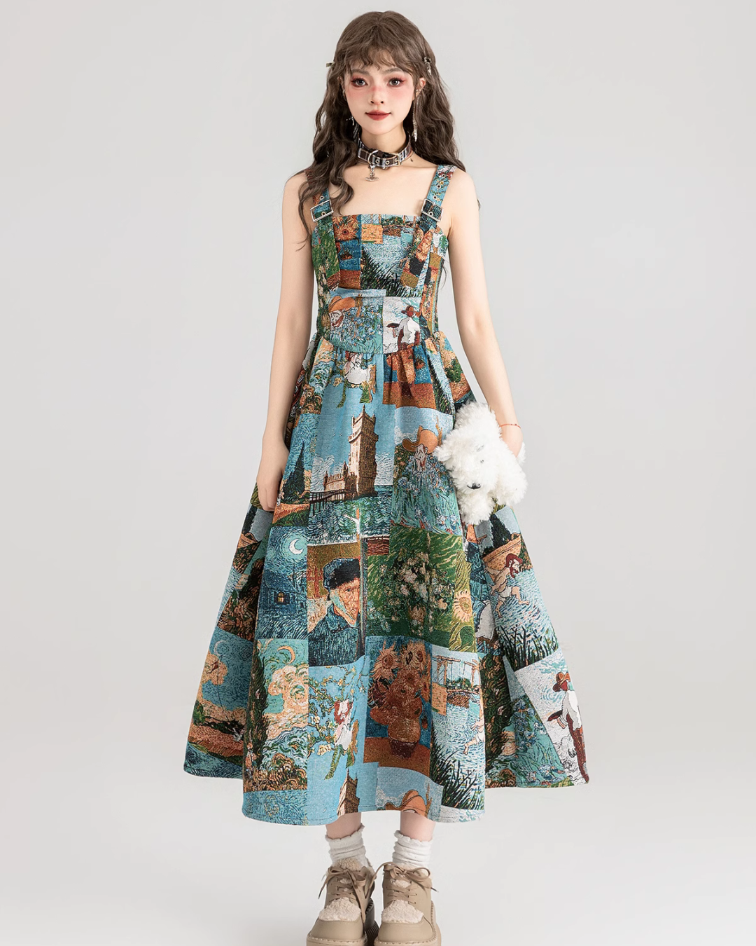 Retro Painting Flare Dress KIK0001