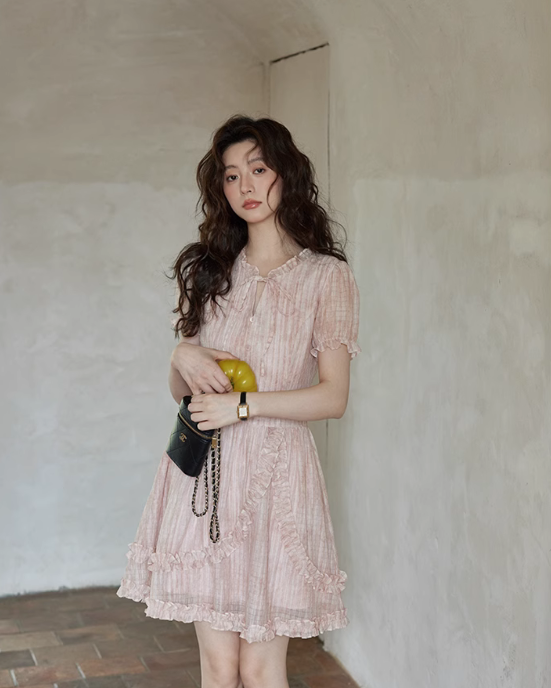 Pastel Pink Frill Dress SMS0010