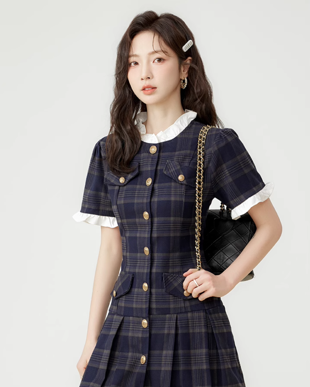 Paid Frill Mini Dress LSN0004