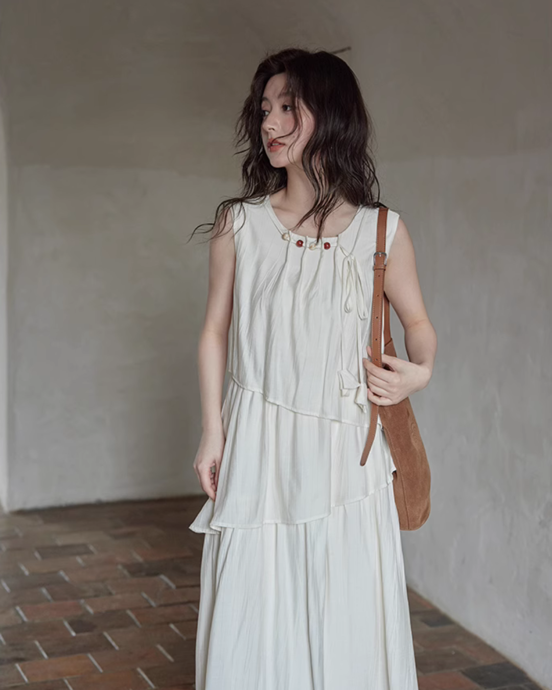Asymmetrical Tiered Dress / Summer Knit Cardigan SMS0001