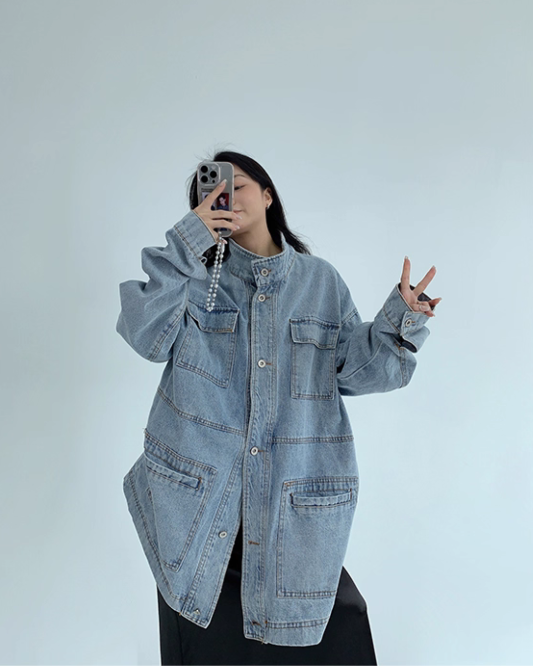 Stand Collar Loose Denim Jacket YLS0980