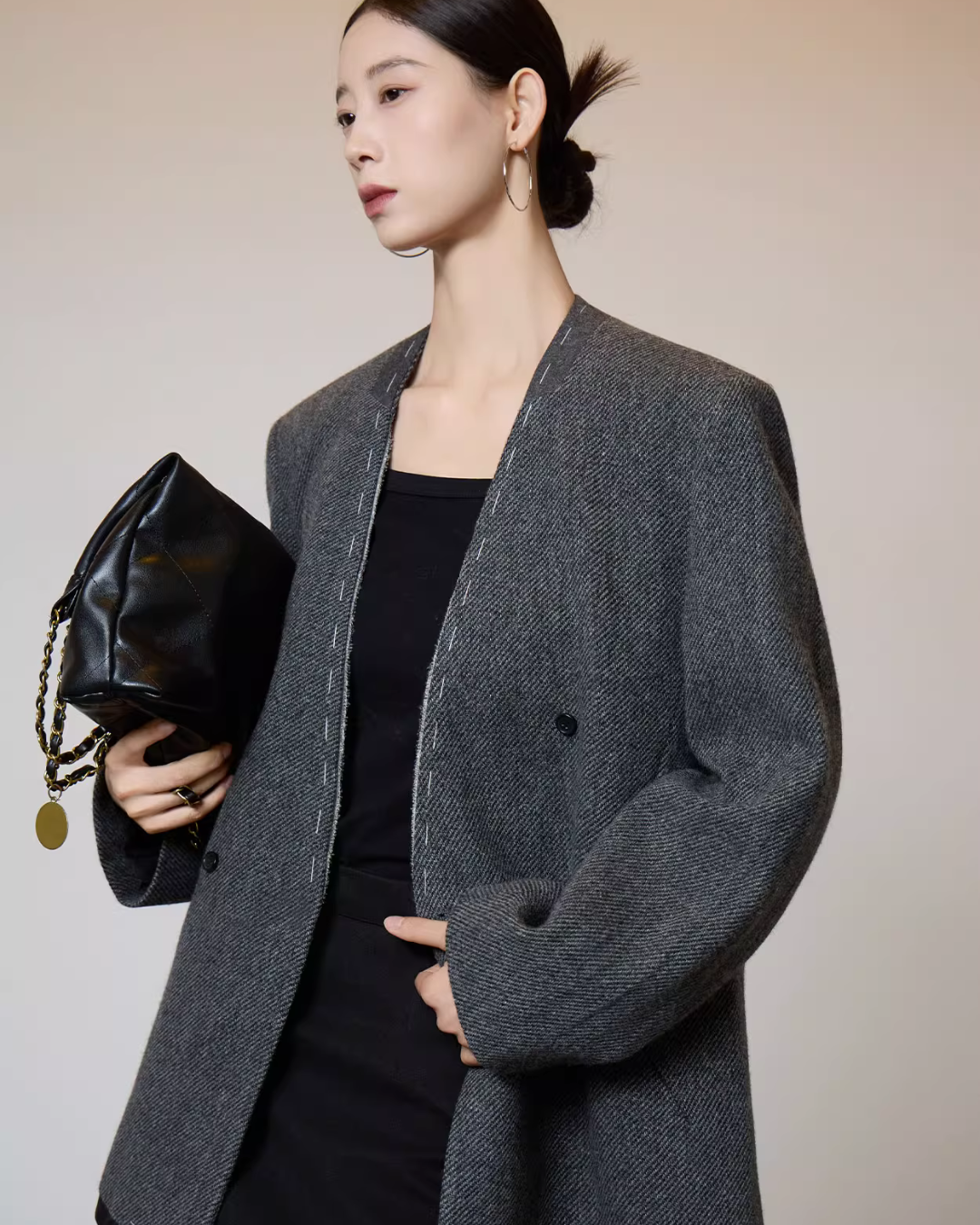 No Collar Short Coat SUY0008