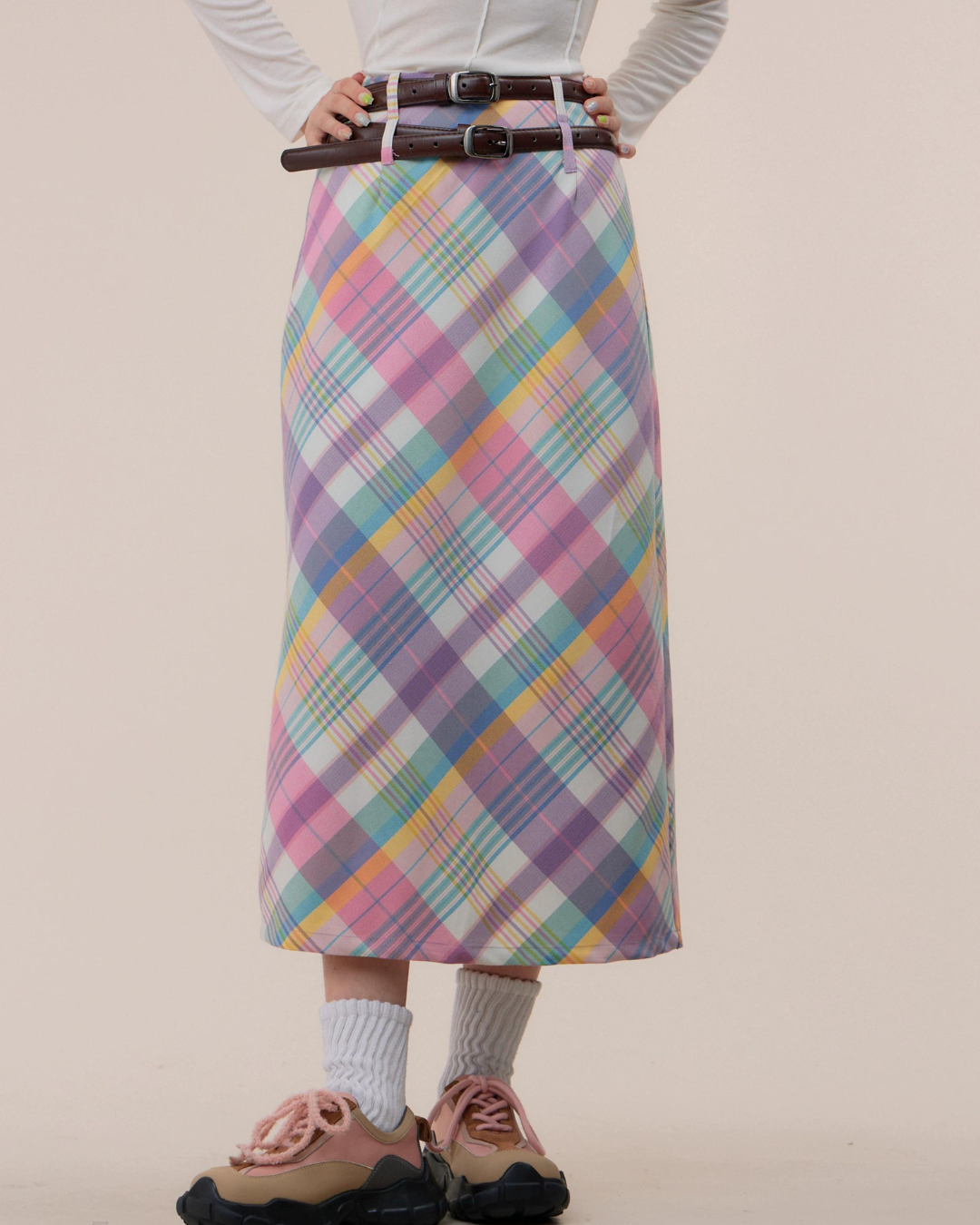 Retro High Waist Plaid Skirt ZZF0306