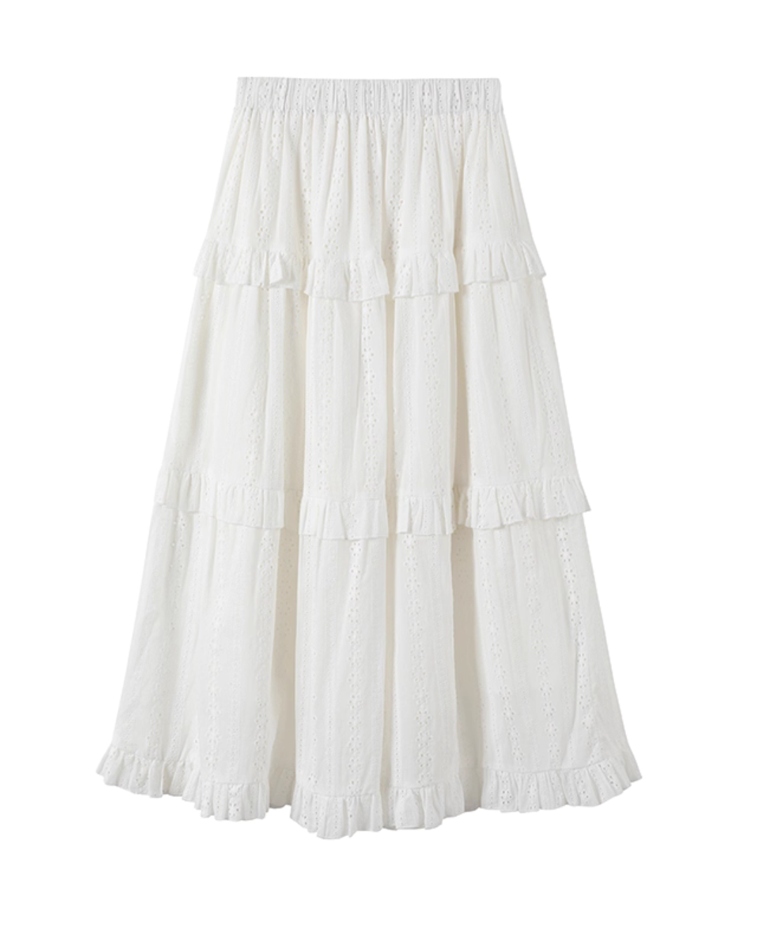 Black Grid Patchwork Lace Shirt / White Hollow Cake Long Skirt WEO0067