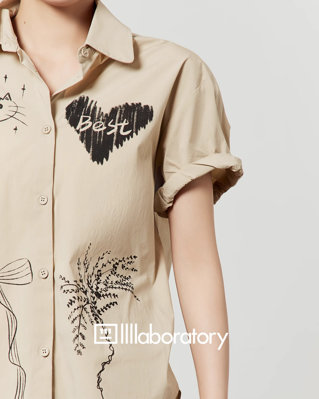 Light Coffee Graffiti Print Shirt / Skirt LLA0445