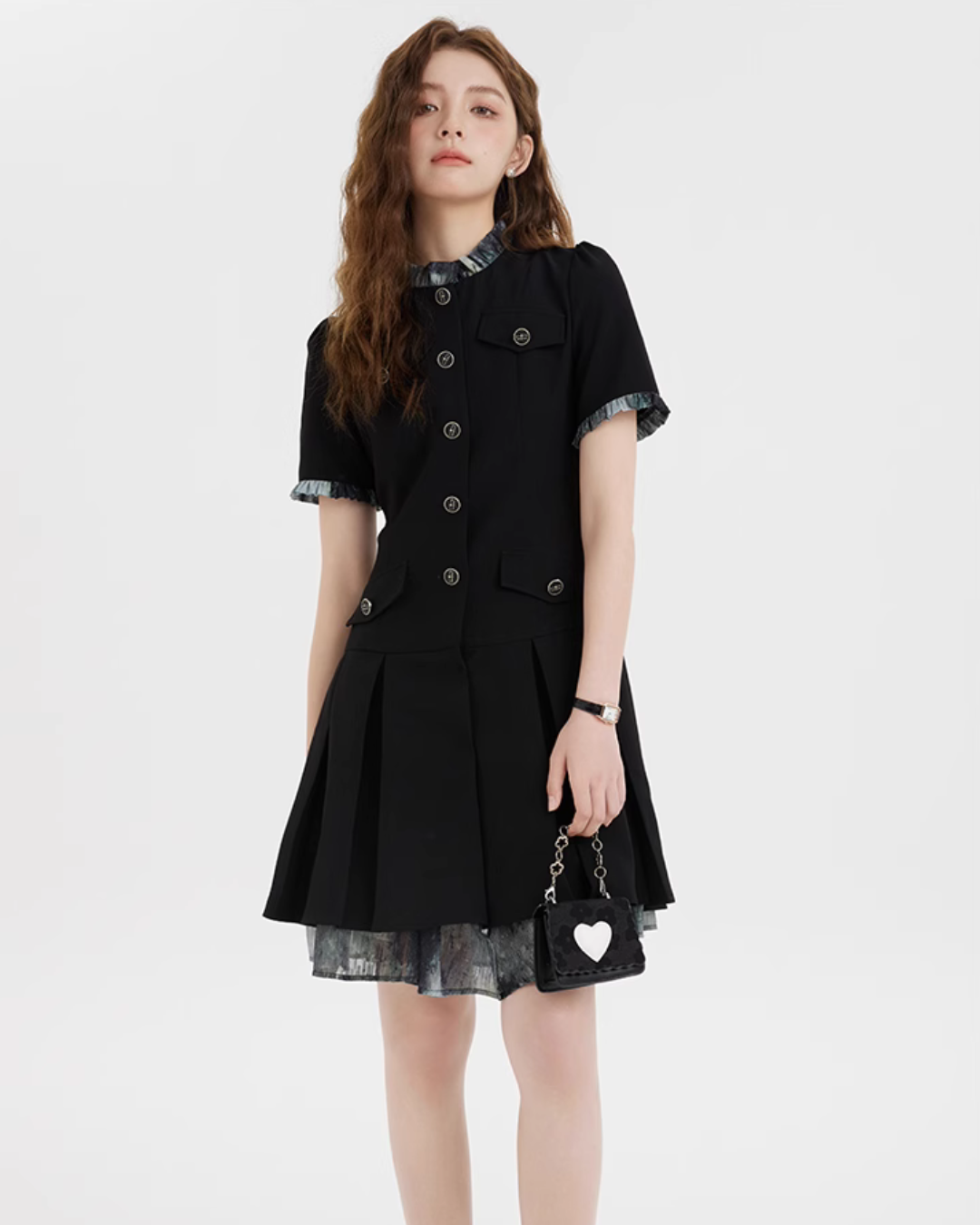 Box Pleat Tweed Dress LSN0008