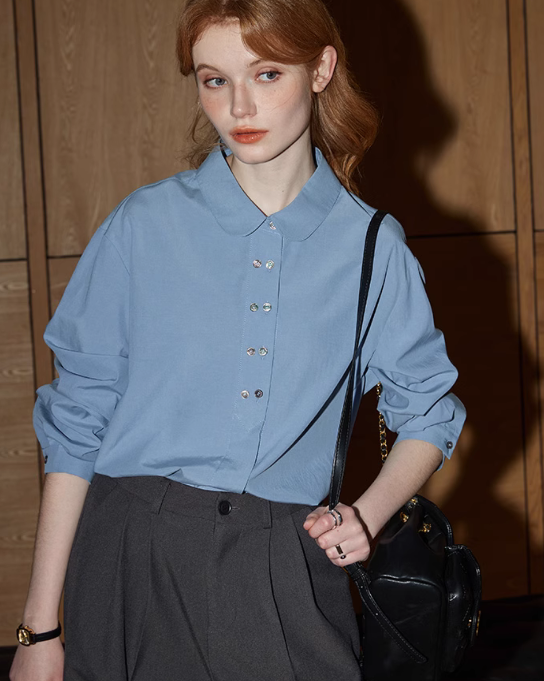 Double Button Round Collar Shirt KMV0005