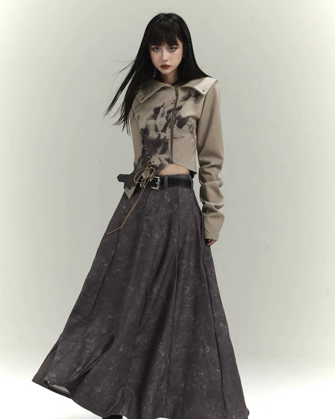 Asymmetrical Zip Long Sleeve Top lgh0017