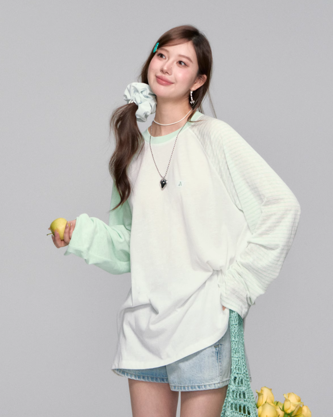 Strip Contrast Raglan Sleeve Tops ASG0046