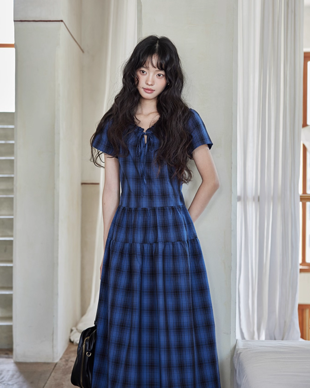Checkered Long Flare Dress SMS0024