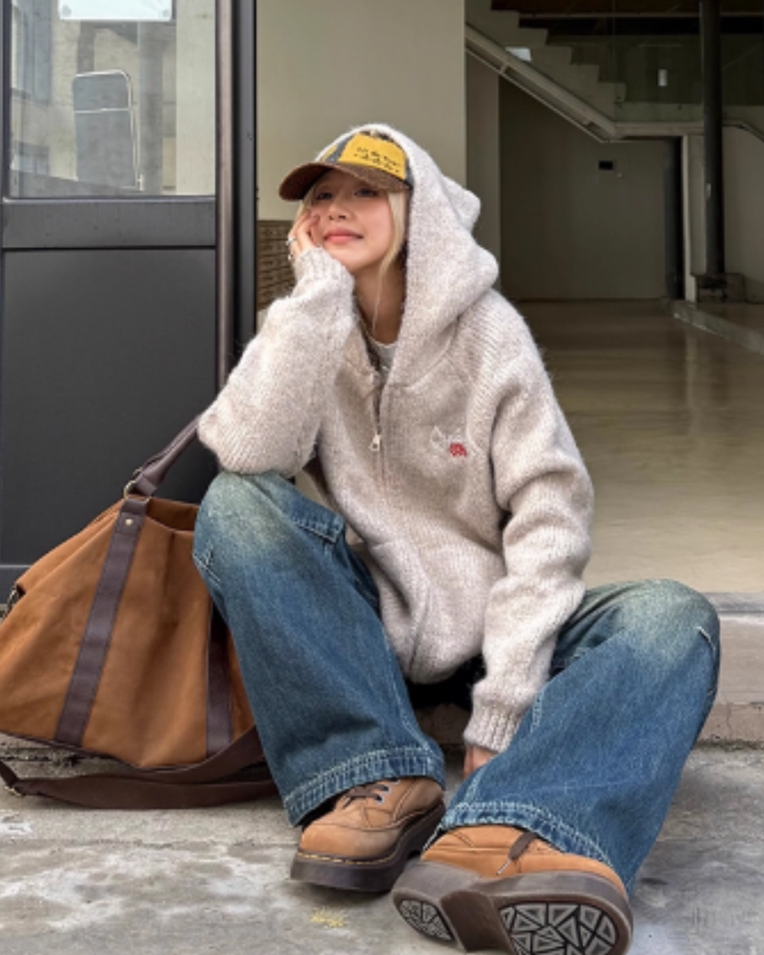 Embroidered Hood Knit Jacket CYE0018