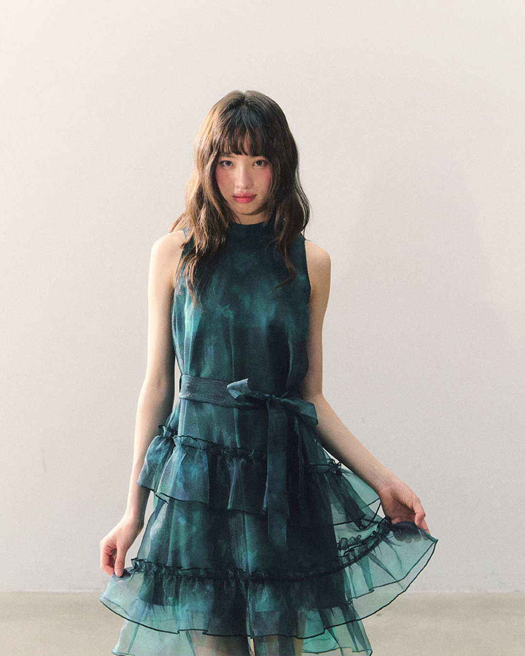 Dark Green Chiffon Dress CAS0005